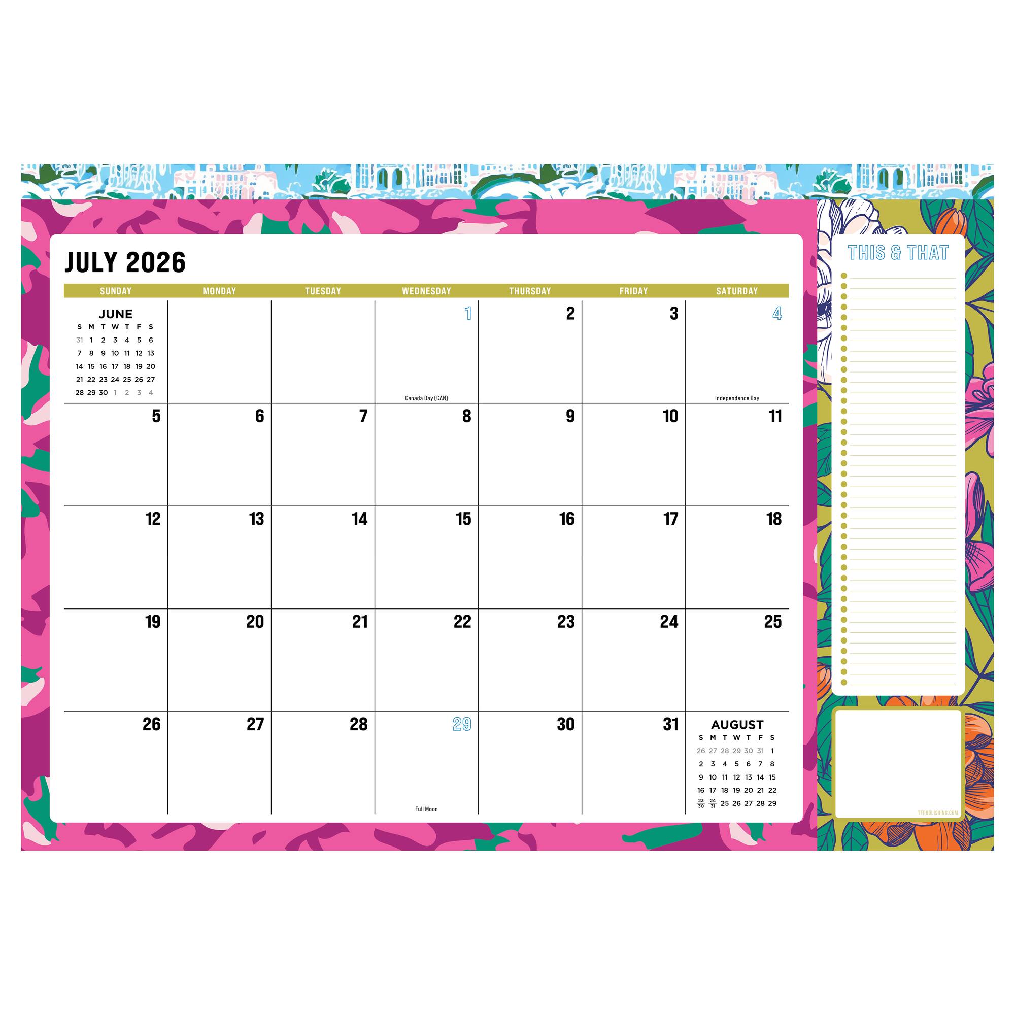 TF Publishing Medium 2026-27 Maximal Mirage Desk Pad Monthly Blotter Calendar